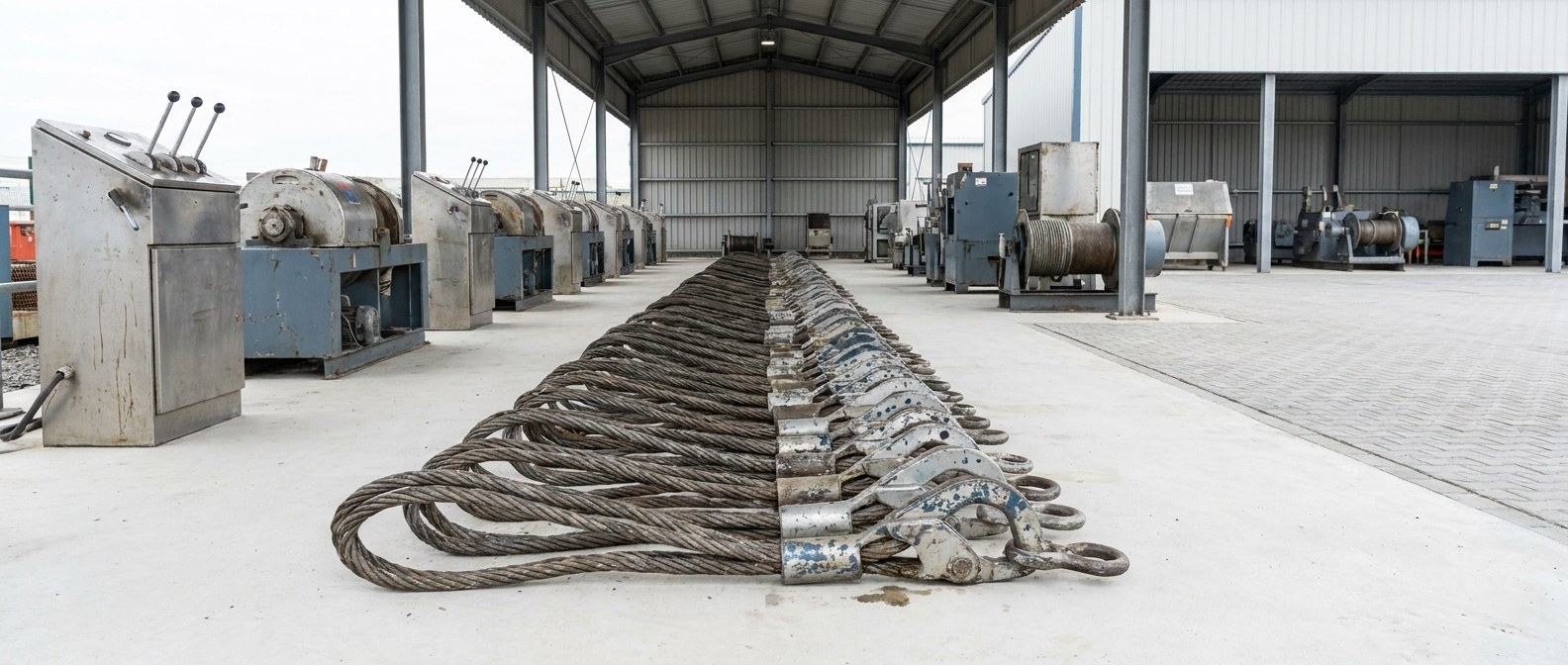 woven steel cable pulling grip в ряду на площадке